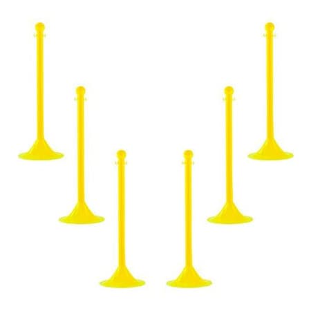 Gec Mr. Chain 2in Light Duty Stanchion, 41in H, Yellow, Pack of 6 91502-6